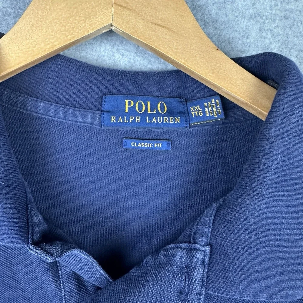 Ralph Lauren Polo Mens‎ Designer Long Sleeve Navy Polo Shirt XXL